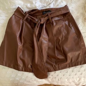 David Lerner high waisted faux leather shorts